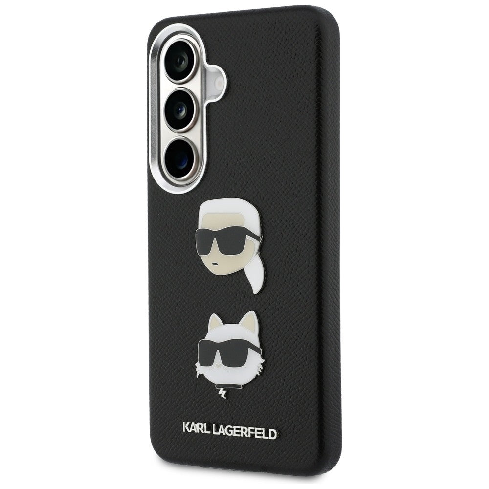 Hoes voor Samsung Galaxy S26 Plus S947, Karl Lagerfeld, Saffiano Karl & Choupette's Head Pin, Zwart