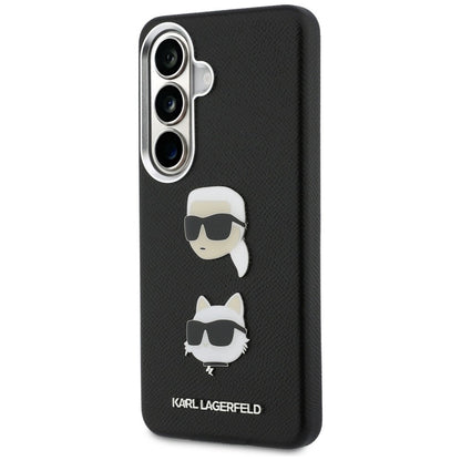 Hoes voor Samsung Galaxy S26 Plus S947, Karl Lagerfeld, Saffiano Karl & Choupette's Head Pin, Zwart