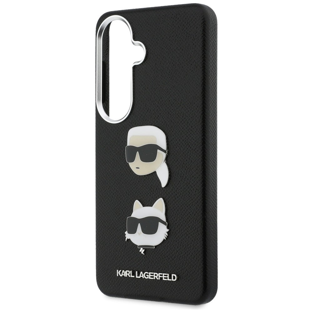 Hoes voor Samsung Galaxy S26 Plus S947, Karl Lagerfeld, Saffiano Karl & Choupette's Head Pin, Zwart