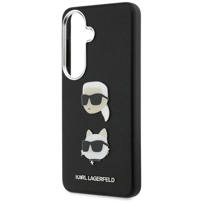 Hoes voor Samsung Galaxy S26 Plus S947, Karl Lagerfeld, Saffiano Karl & Choupette's Head Pin, Zwart