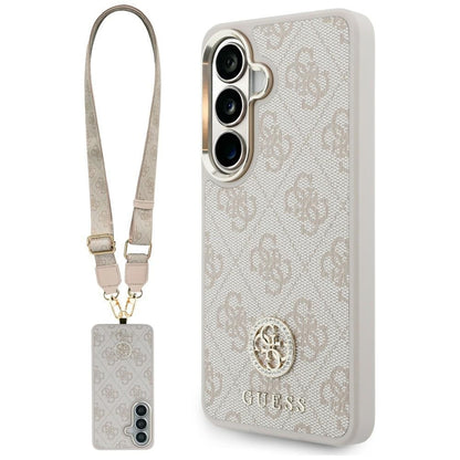 Étui pour Samsung Galaxy S26 S942, GUESS, 4G Big Rhinestone Triangle Strap, Rose