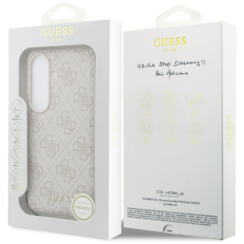 Étui pour Samsung Galaxy S26 S942, Guess, 4G Classic Logo Charm, Rose