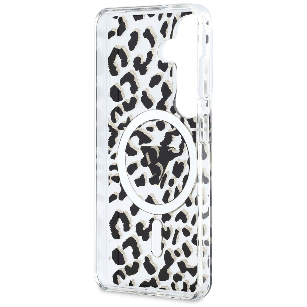 MagSafe hoesje voor Samsung Galaxy S26 S942, Guess, IML Leopard Pattern, Zwart