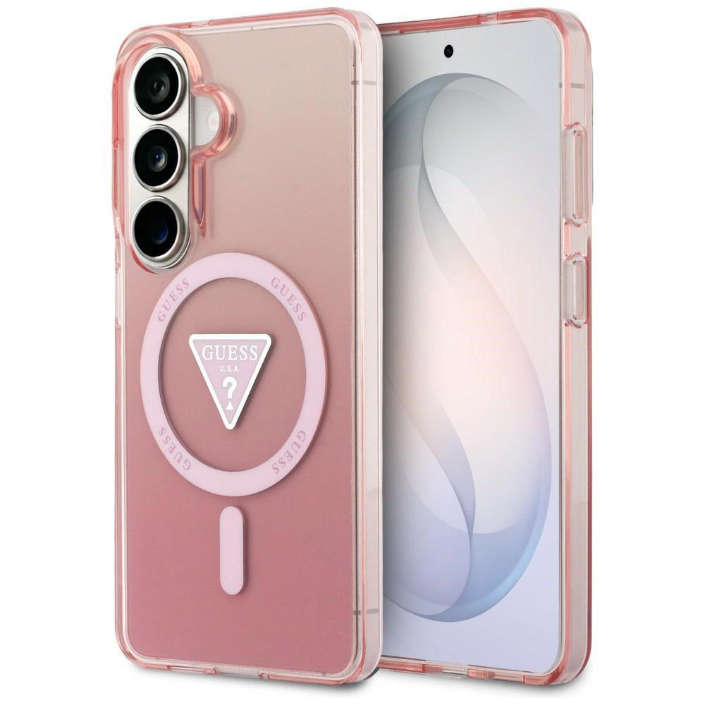 MagSafe Case for Samsung Galaxy S26 S942, Guess, IML Gradient Triangle Logo, Pink