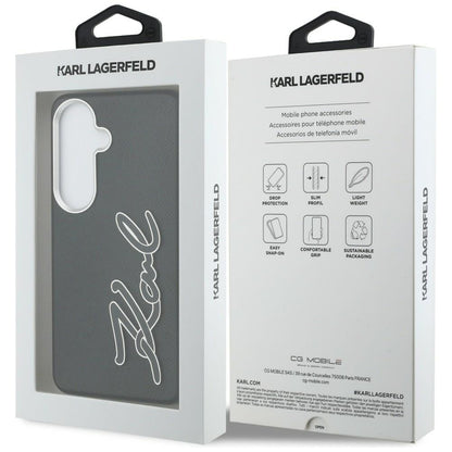 Étui pour Samsung Galaxy S26 S942, Karl Lagerfeld, Logo Signature en Résine, Noir
