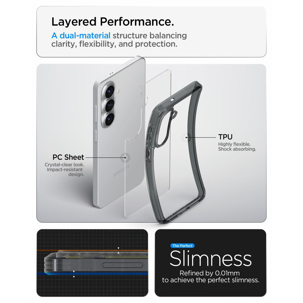 Case for Samsung Galaxy S26 S942, Spigen, Ultra Hybrid, Smoky ACS10733