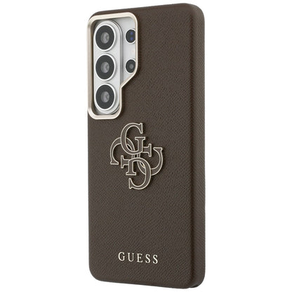 Hülle für Samsung Galaxy S26 Ultra S948, Guess, 4G Grained Big and Classic Logo, Braun