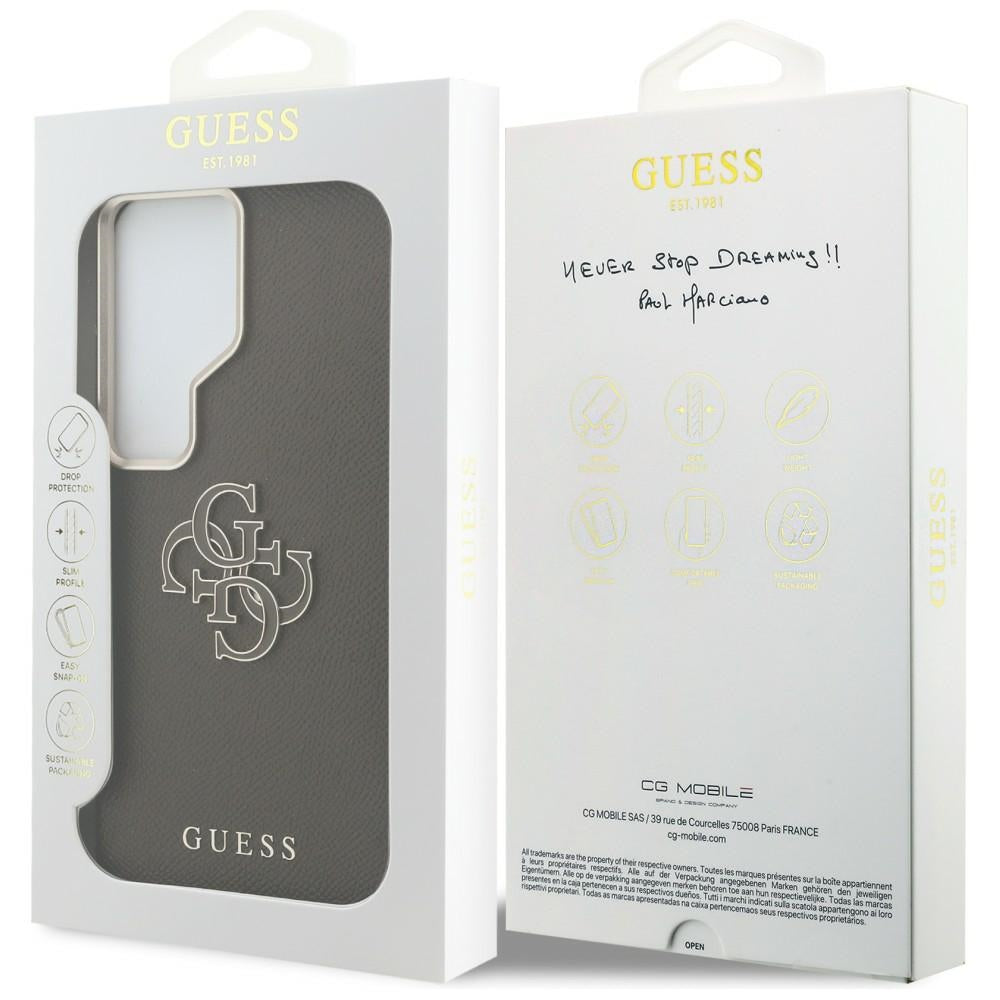 Hülle für Samsung Galaxy S26 Ultra S948, Guess, 4G Grained Big and Classic Logo, Braun