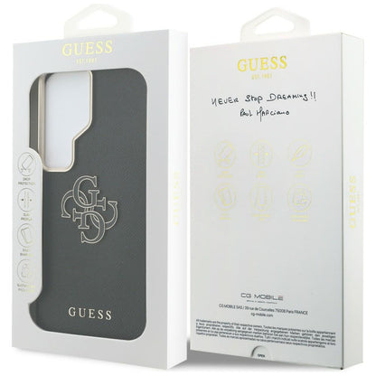 Hülle für Samsung Galaxy S26 Ultra S948, Guess, 4G Grained Big and Classic Logo, Schwarz
