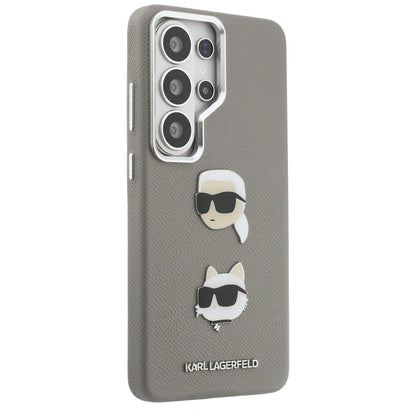 Case for Samsung Galaxy S26 Ultra S948, Karl Lagerfeld, Saffiano Karl & Choupette's Head Pin, Grey