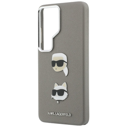 Case for Samsung Galaxy S26 Ultra S948, Karl Lagerfeld, Saffiano Karl & Choupette's Head Pin, Grey