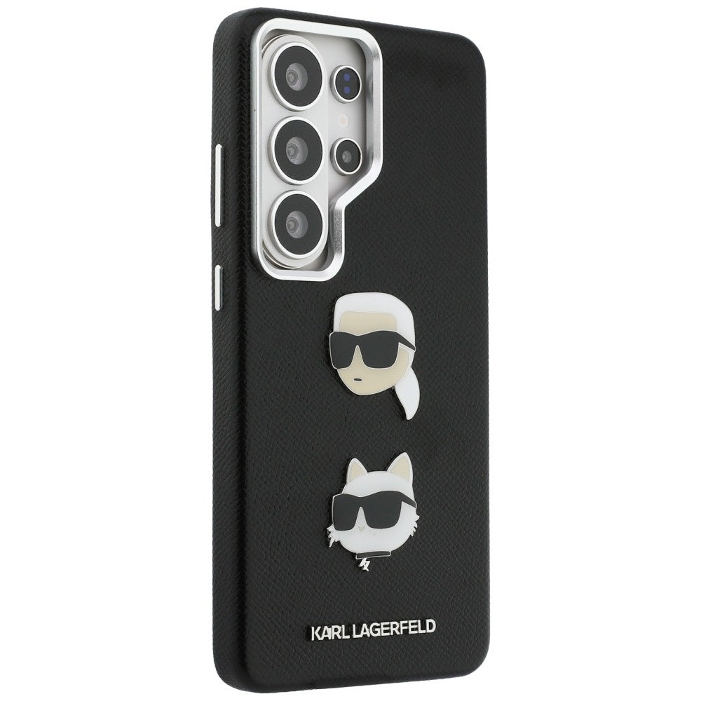 Hoes voor Samsung Galaxy S26 Ultra S948, Karl Lagerfeld, Saffiano Karl & Choupette's Head Pin, Zwart