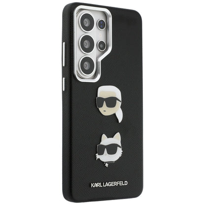 Hoes voor Samsung Galaxy S26 Ultra S948, Karl Lagerfeld, Saffiano Karl & Choupette's Head Pin, Zwart