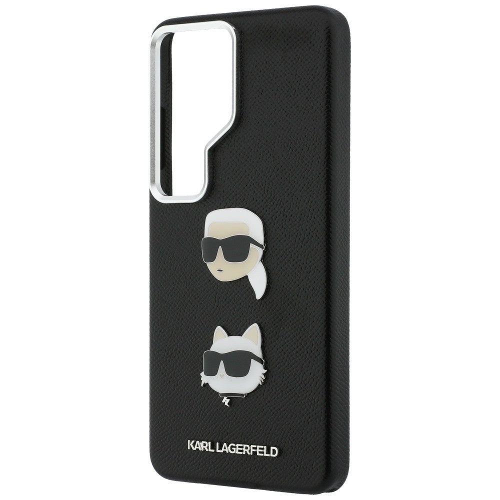 Hoes voor Samsung Galaxy S26 Ultra S948, Karl Lagerfeld, Saffiano Karl & Choupette's Head Pin, Zwart