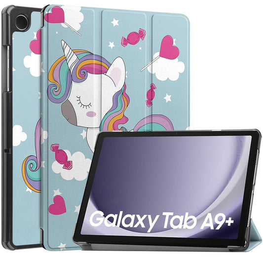Hoes voor Samsung Galaxy Tab A9+, Techsuit, FoldPro Unicorn, Multicolor