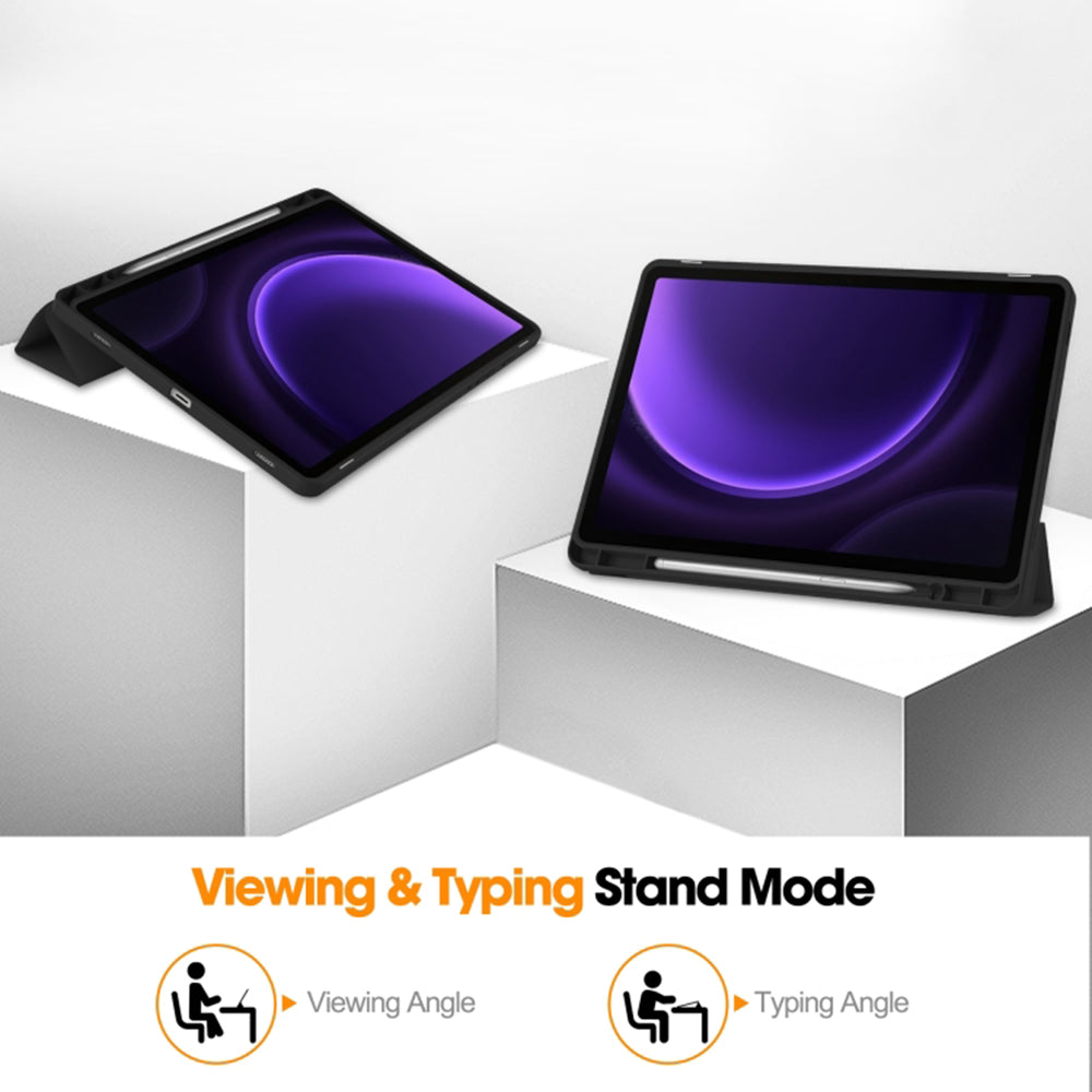 Coque pour Samsung Galaxy Tab S10 FE / Tab S9 FE / Tab S9, Techsuit, Flex Trifold, Noire