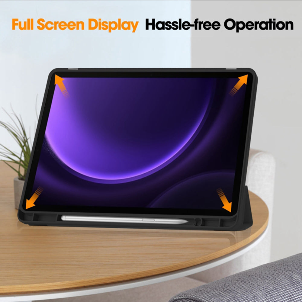 Coque pour Samsung Galaxy Tab S10 FE / Tab S9 FE / Tab S9, Techsuit, Flex Trifold, Noire