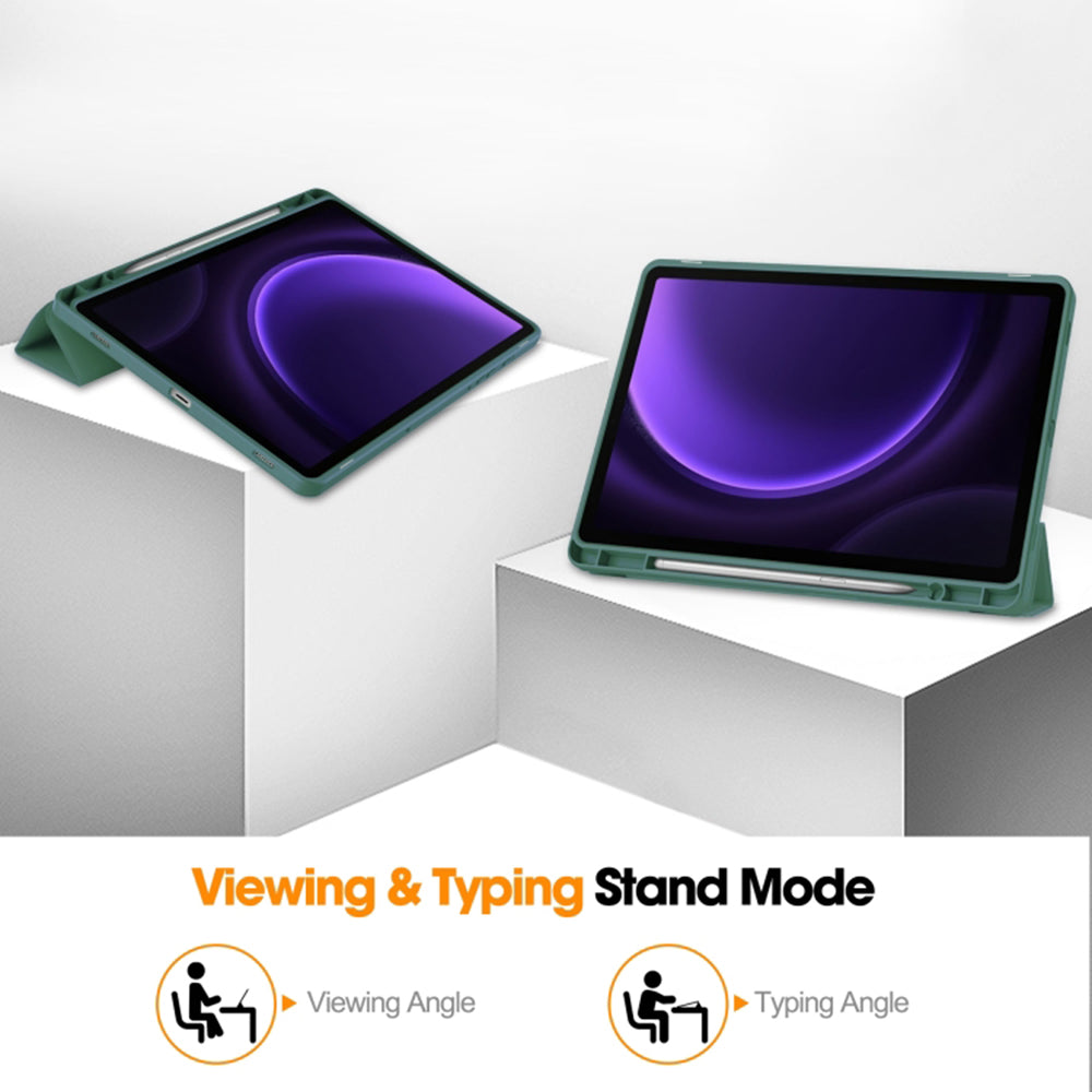 Housse pour Samsung Galaxy Tab S10 FE / Tab S9 FE, Techsuit, Flex Trifold, Vert