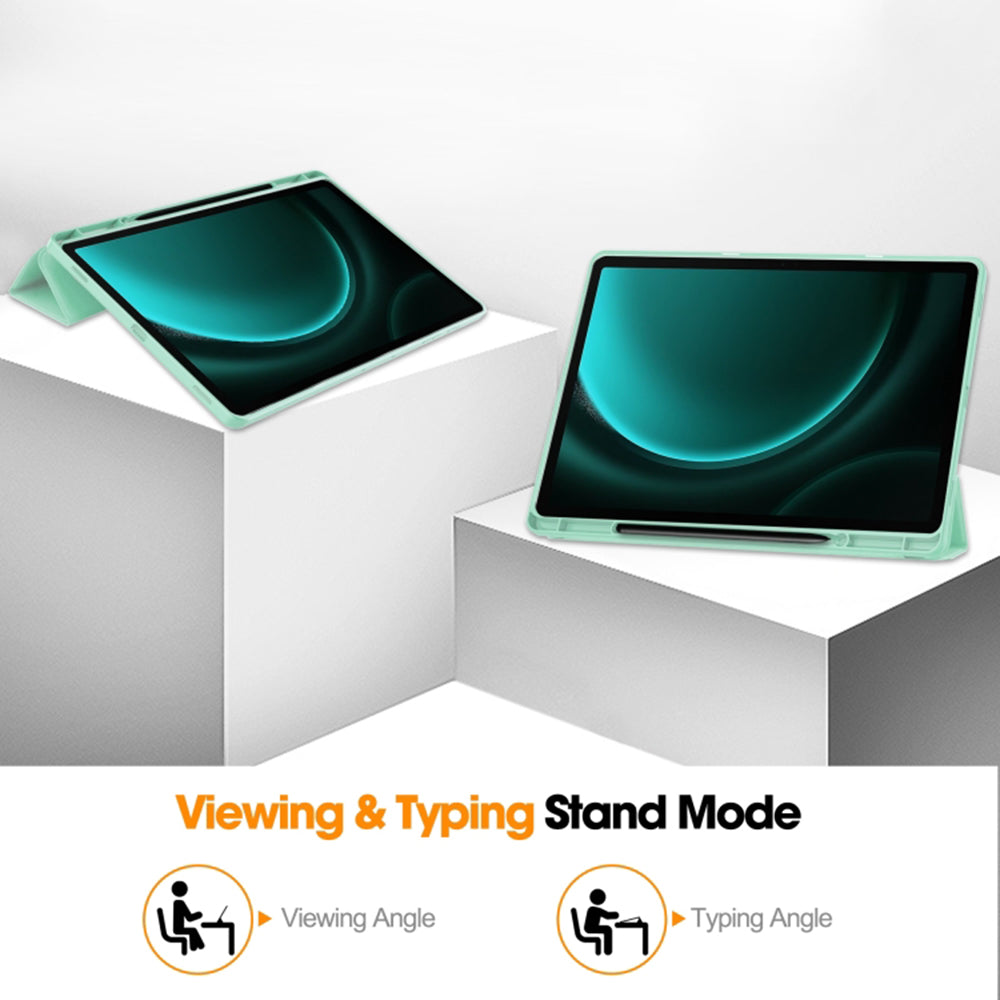Hülle für Samsung Galaxy Tab S10+ / Tab S9 FE+ / Tab S9+, Techsuit, Flex Trifold, Matcha Grün