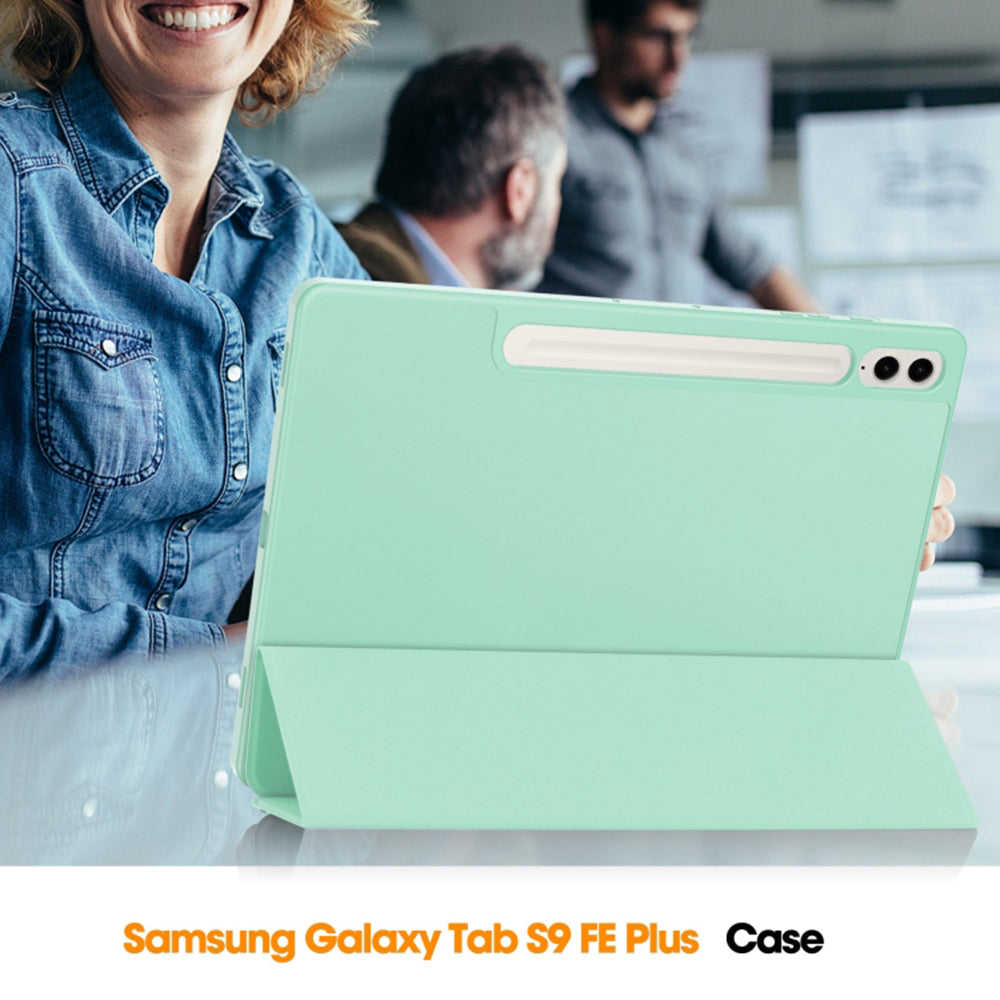 Hülle für Samsung Galaxy Tab S10+ / Tab S9 FE+ / Tab S9+, Techsuit, Flex Trifold, Matcha Grün