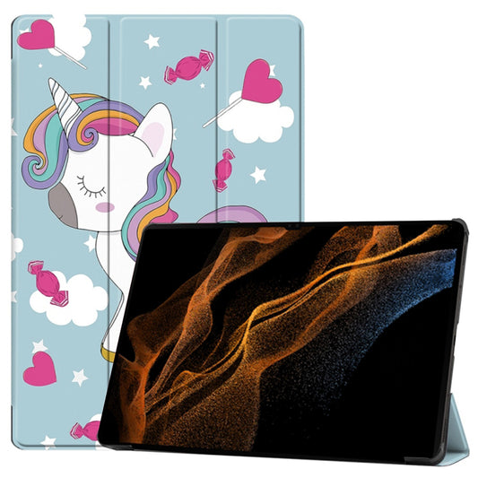 Hoes voor Samsung Galaxy Tab S10 Ultra / Tab S9 Ultra / Tab S8 Ultra, Techsuit, FoldPro Unicorn, Multicolor