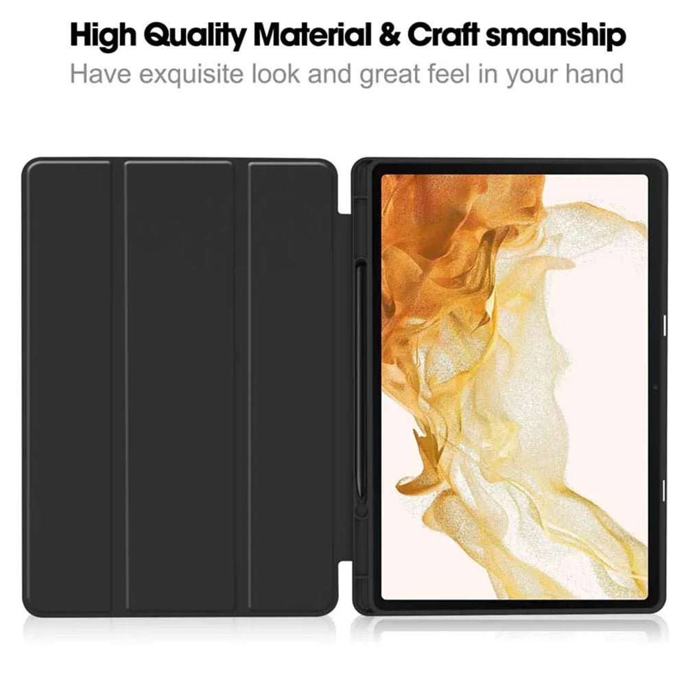 Hülle für Samsung Galaxy Tab S8+ / Tab S7+, Techsuit, Flex Trifold, Schwarz