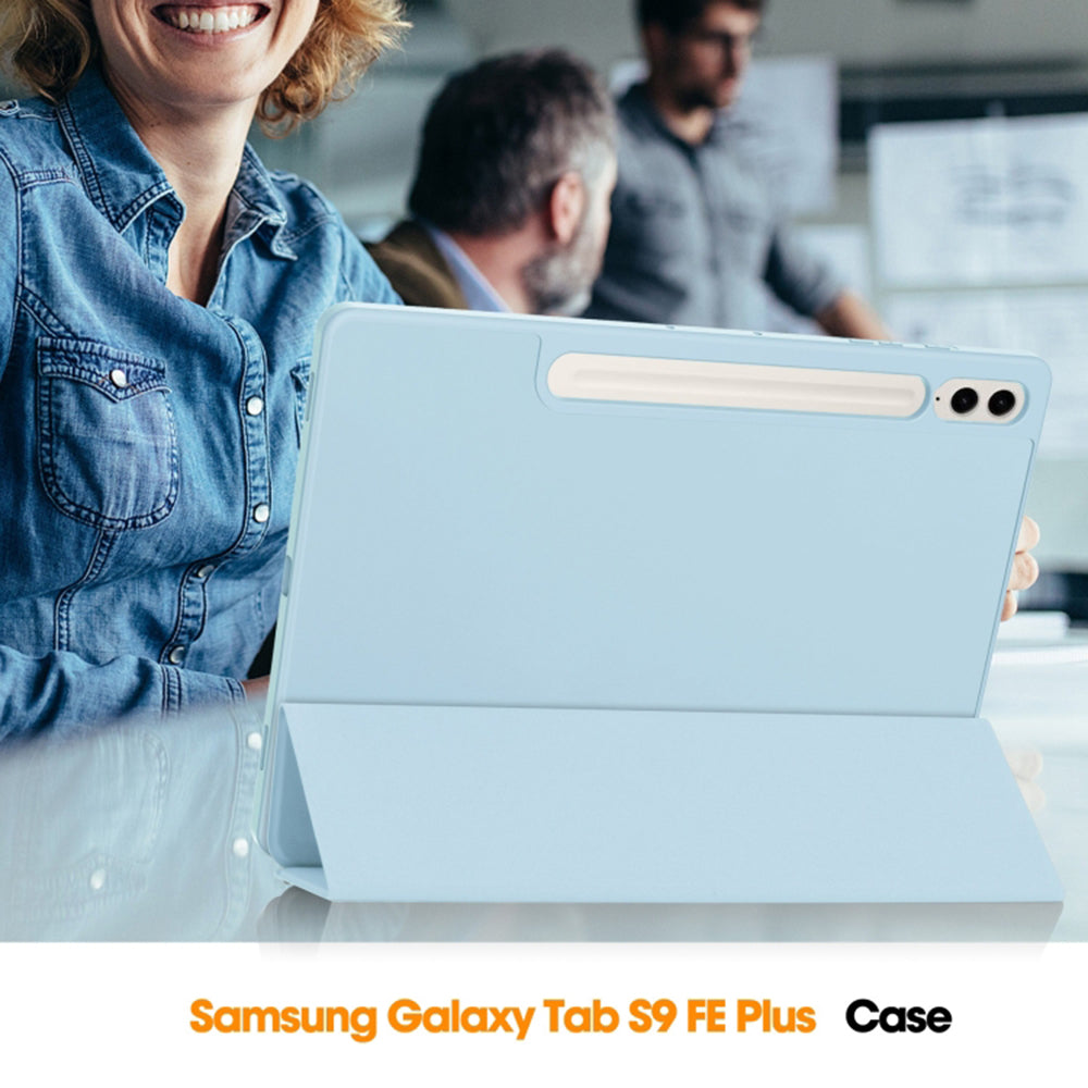 Housse pour Samsung Galaxy Tab S9 FE+, Techsuit, Flex Trifold, Bleu