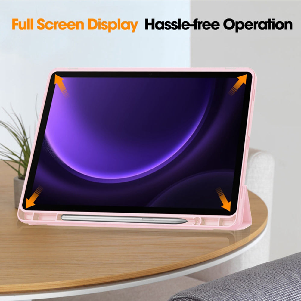 Housse pour Samsung Galaxy Tab S9 FE / Tab S9 / Tab S10 FE, Techsuit, Flex Trifold, Rose