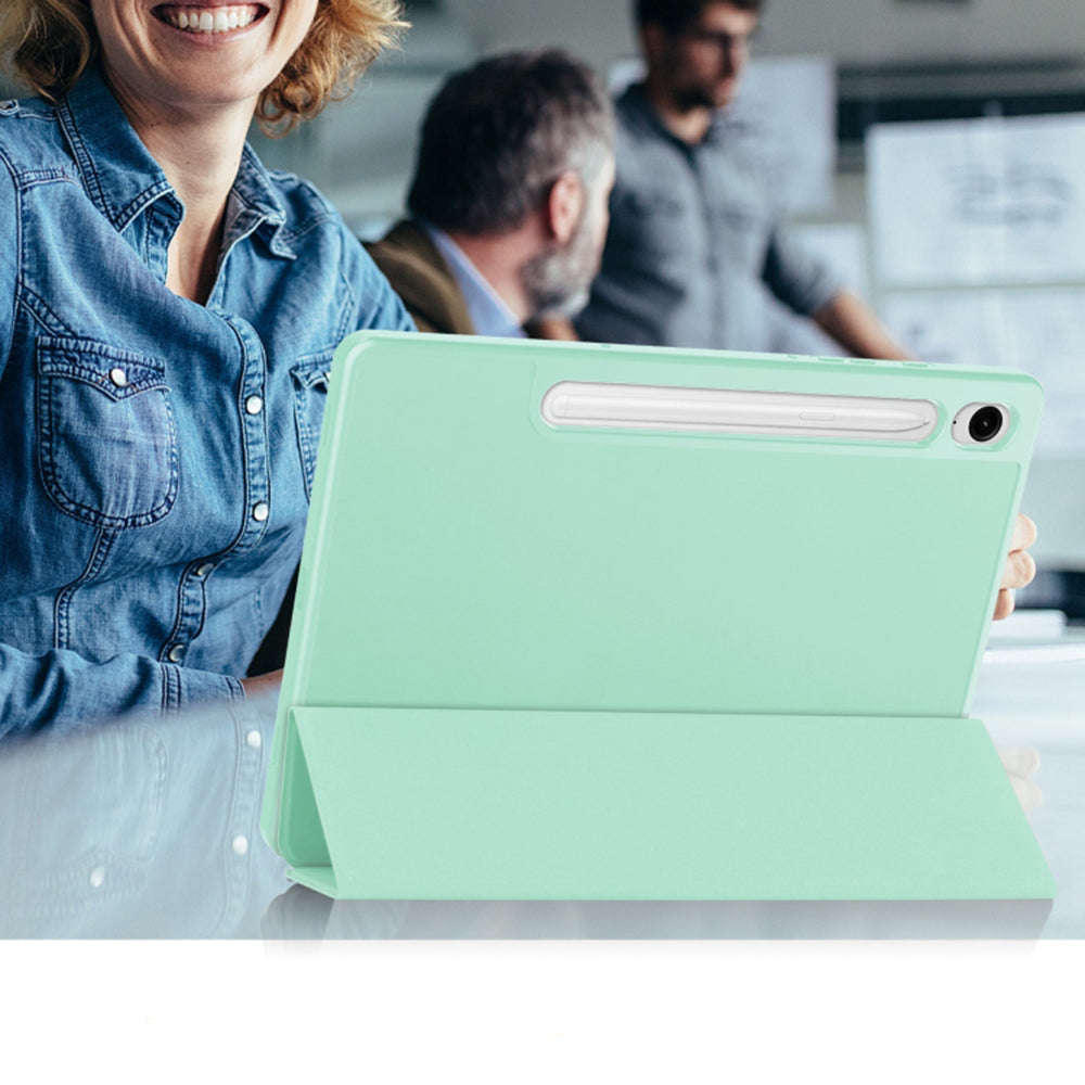 Hülle für Samsung Galaxy Tab S9 FE / Tab S9 / Tab S10 FE, Techsuit, Flex Trifold, Matcha Grün