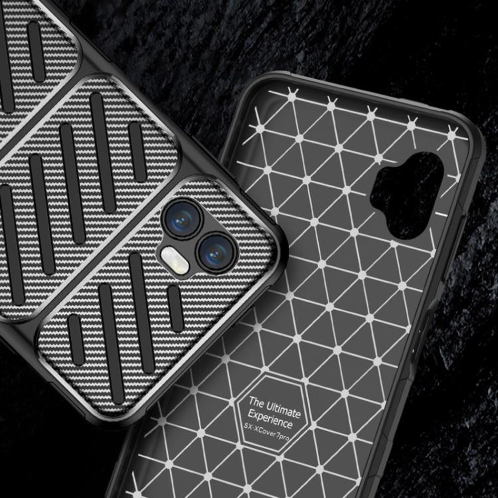 Hülle für Samsung Galaxy XCover7 Pro, Techsuit, CarbonFiber, Schwarz
