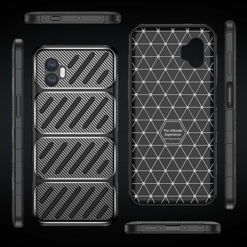 Hülle für Samsung Galaxy XCover7 Pro, Techsuit, CarbonFiber, Schwarz
