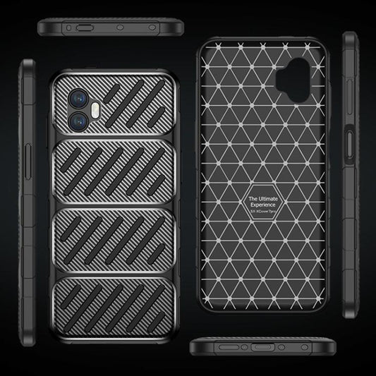 Hoes voor Samsung Galaxy XCover7 Pro, Techsuit, CarbonFiber, Zwart
