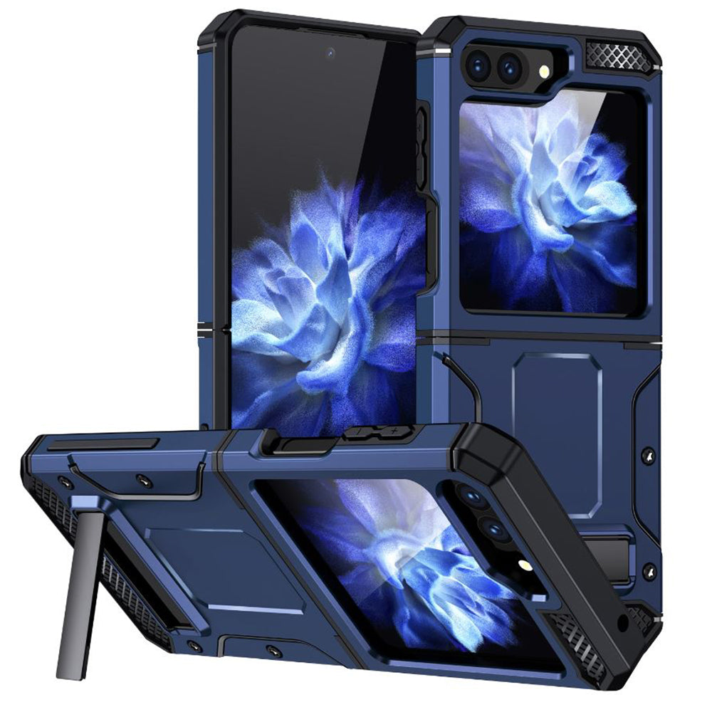 Étui pour Samsung Galaxy Z Flip5 F731, Techsuit, Hybrid Armor Kickstand, Bleu