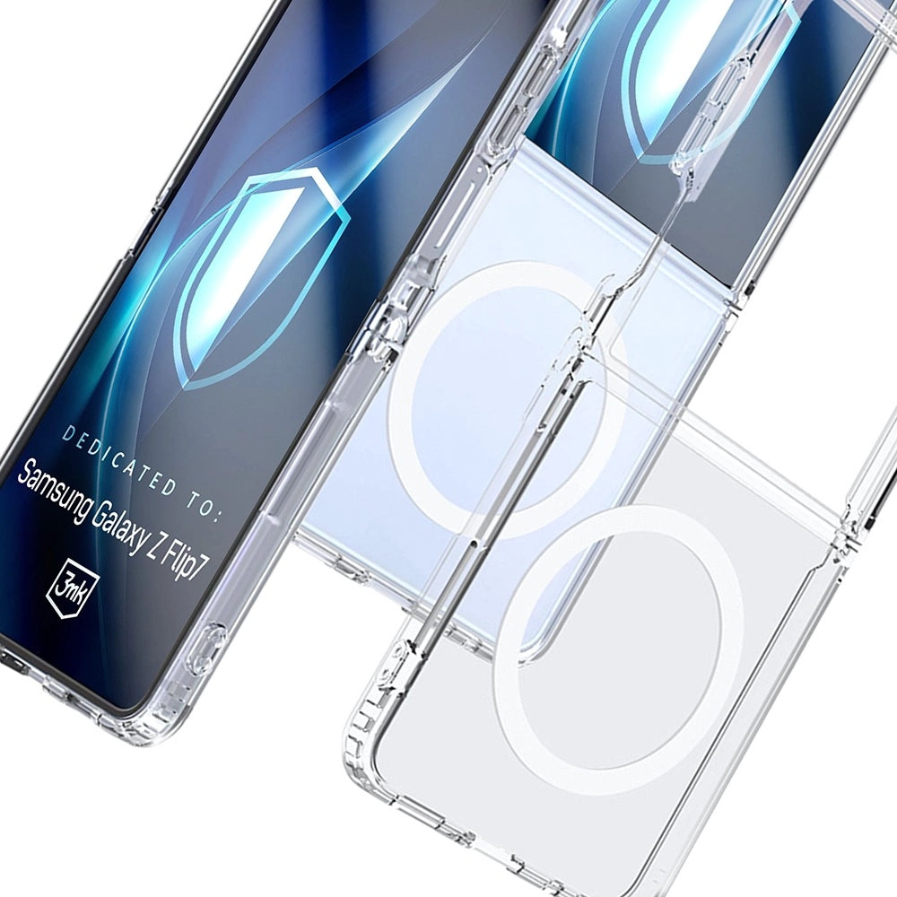 MagSafe-Hülle für Samsung Galaxy Z Flip7 F766, 3MK, Armor MagCase, Transparent