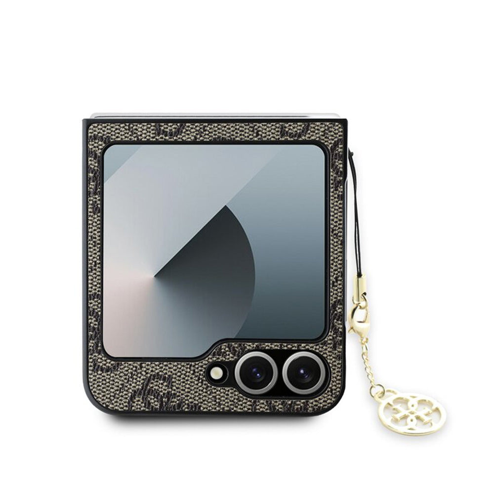 Hülle für Samsung Galaxy Z Flip7 FE F761 / Z Flip6 F741, Guess, 4G Charm, Braun