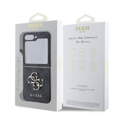 Étui pour Samsung Galaxy Z Flip7 FE F761 / Z Flip6 F741, Guess, Logo Métal 4G, Noir