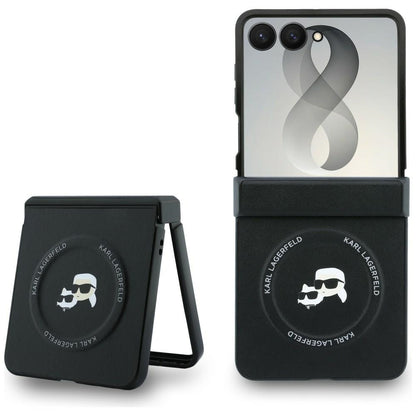 Coque pour Samsung Galaxy Z Flip8 F776, Karl Lagerfeld, Karl & Choupette Head Pin, Noire