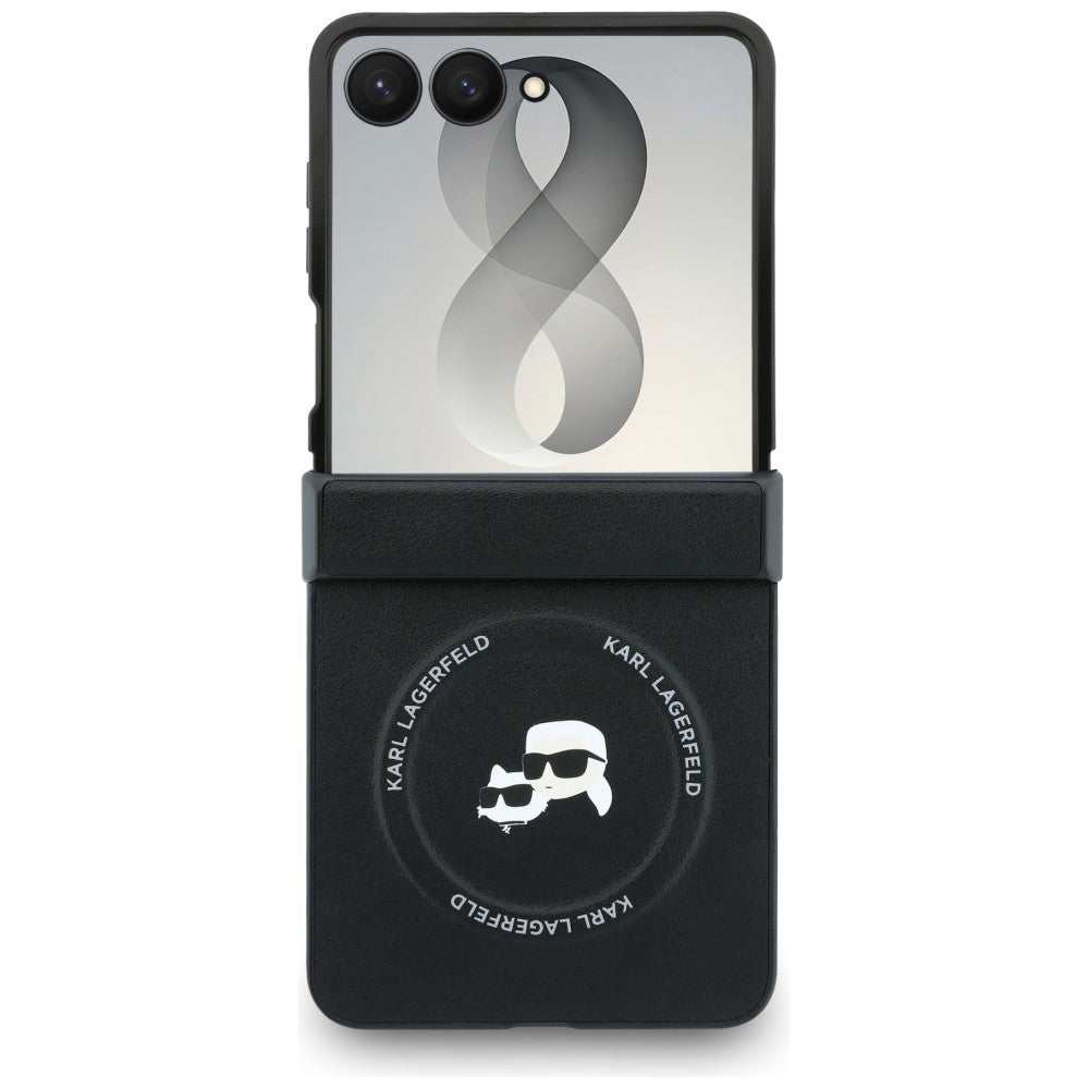 Coque pour Samsung Galaxy Z Flip8 F776, Karl Lagerfeld, Karl & Choupette Head Pin, Noire