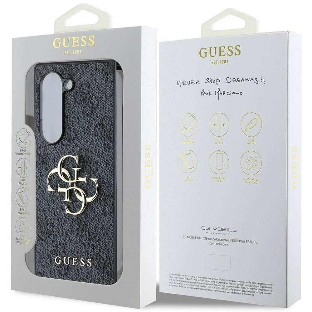 Hoes voor Samsung Galaxy Z Fold6 F956, Guess, 4G Metal Logo, Zwart