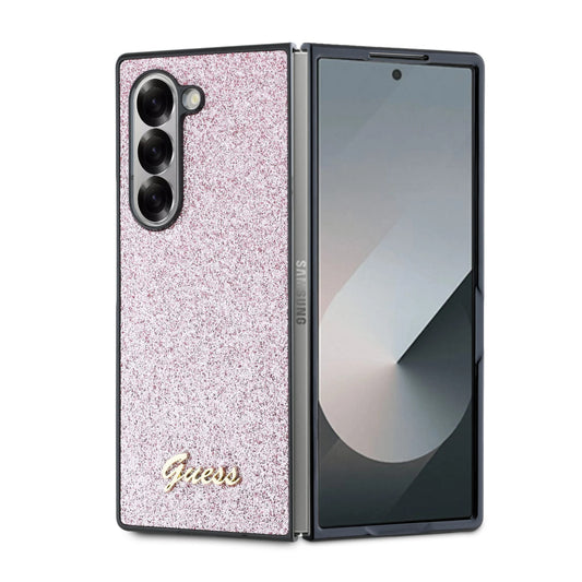 Étui pour Samsung Galaxy Z Fold6 F956, Guess, Glitter Script, Rose