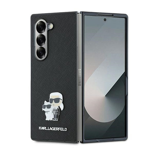 Hoes voor Samsung Galaxy Z Fold6 F956, Karl Lagerfeld, Saffiano Karl & Choupette Metal, Zwart