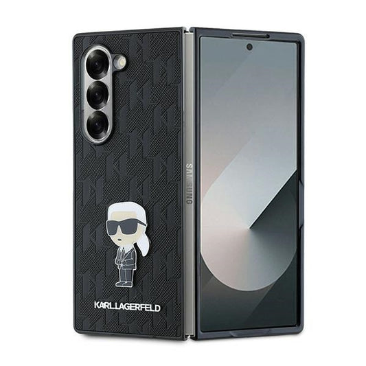 Hülle für Samsung Galaxy Z Fold6 F956, Karl Lagerfeld, Saffiano Monogram Ikonik, Schwarz