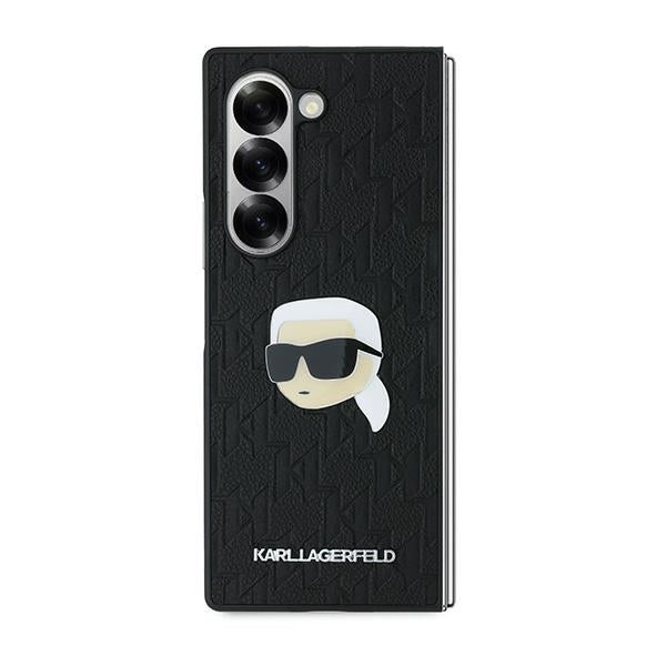 Case for Samsung Galaxy Z Fold6 F956, Karl Lagerfeld, Saffiano Monogram Karl's Head Metal, Black