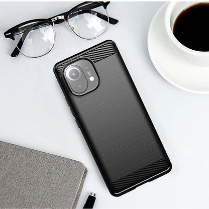 Hoes voor Xiaomi 11 Lite 5G NE / Mi 11 Lite 5G / 11 Lite, Techsuit, Carbon, Zwart