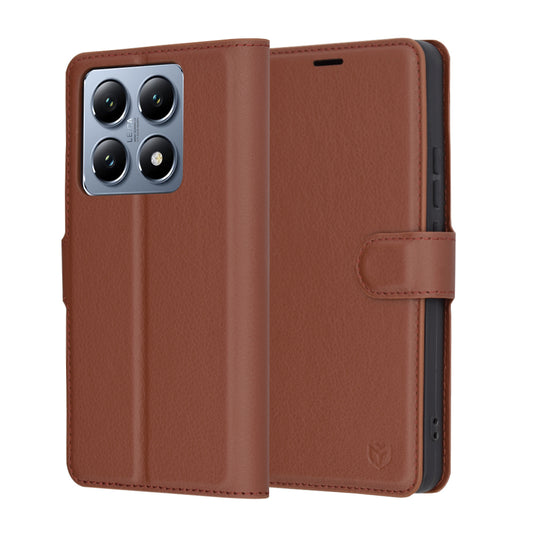 Hoes voor Xiaomi 14T Pro, Techsuit, Leather Folio, Bruin