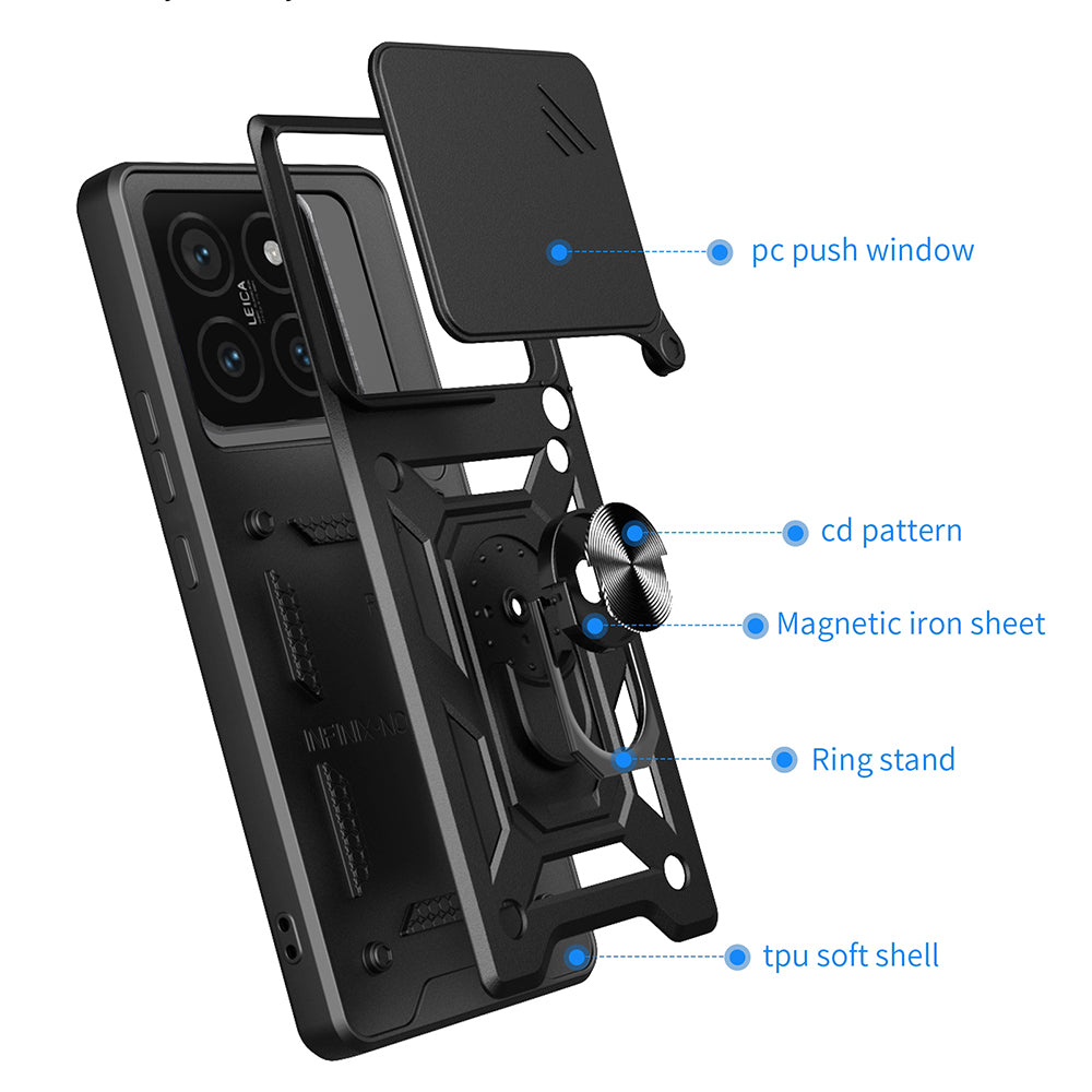 Hülle für Xiaomi 14T, Techsuit, CamShield, Schwarz