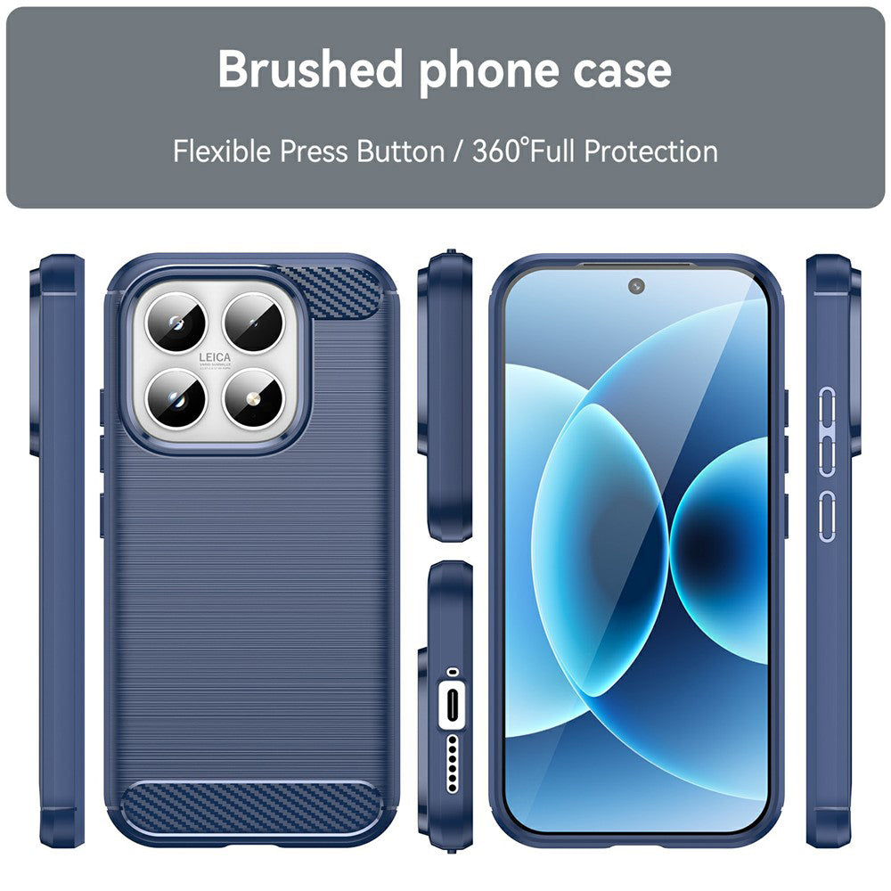 Étui pour Xiaomi 17, Techsuit, Carbone, Bleu