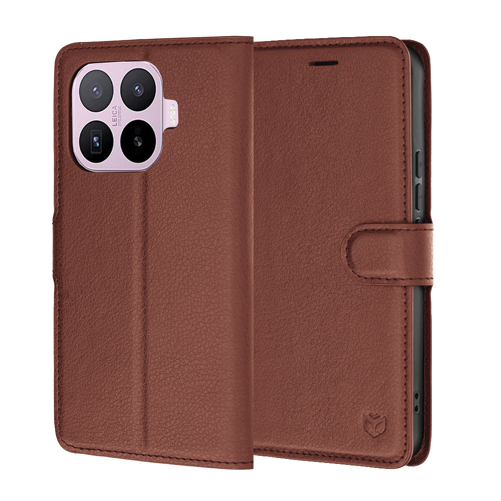 Hülle für Xiaomi 17T, Techsuit, Leder-Folio, Braun