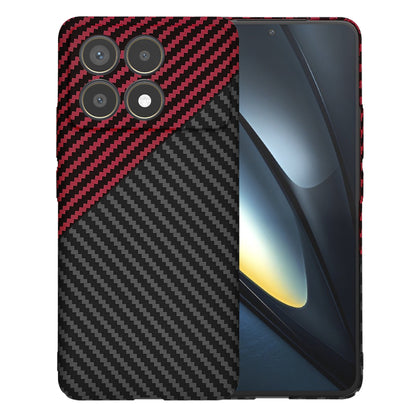 Hülle für Xiaomi Poco F6 Pro, Techsuit, Carbonite FiberShell, Schwarz Rot