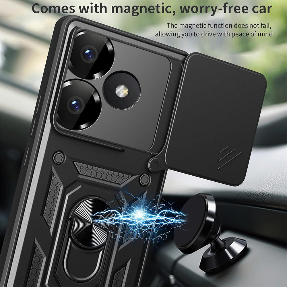 Coque pour Xiaomi Poco F6, Techsuit, CamShield, Noire